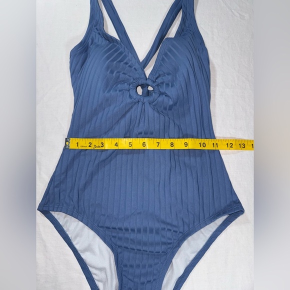 Kona Sol Blue Ribbed Bodysuit One Piece Size Small - Picture 10 of 11
